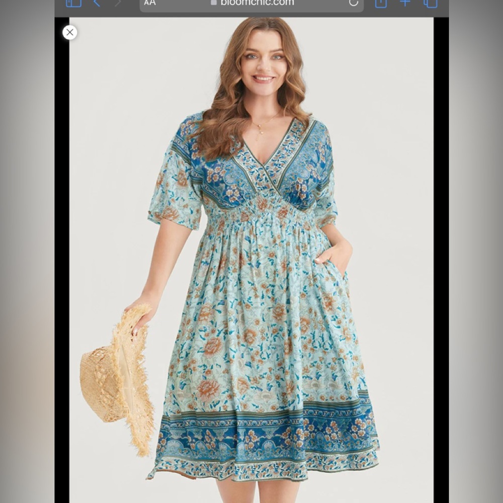 Boho Empire Waist Paisley Dress, 3x
